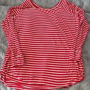 Striped Long-Sleeve Women’s Top in Red and White